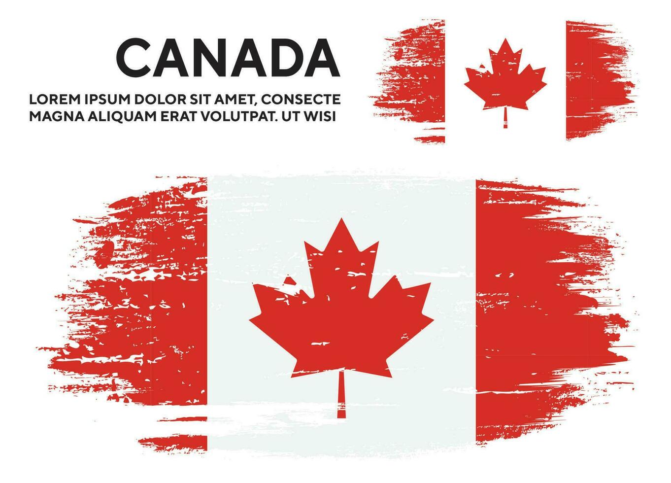 conjunto de vectores de diseño de bandera colorida de textura grunge descolorida canadiense