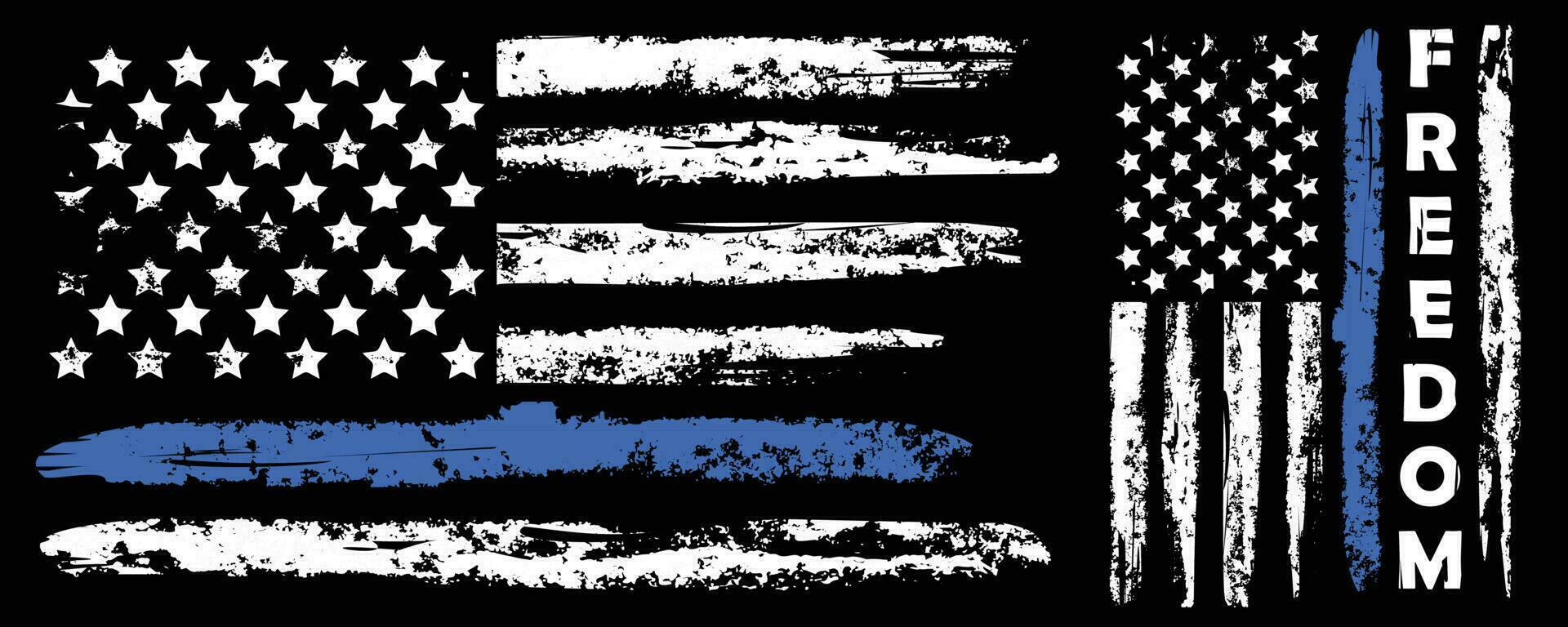 azul y blanco usa grunge textura bandera diseño vector conjunto