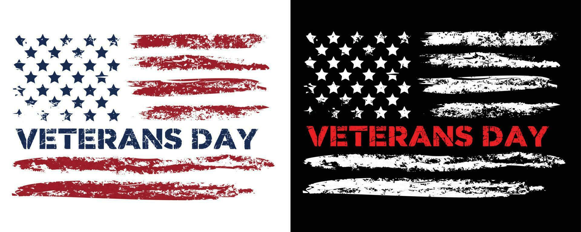 Veterans day USA grunge texture flag design vector set