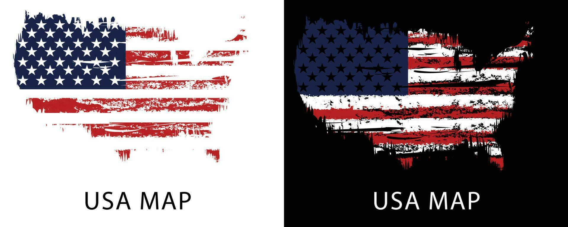 usa mapa grunge textura bandera diseño vector conjunto