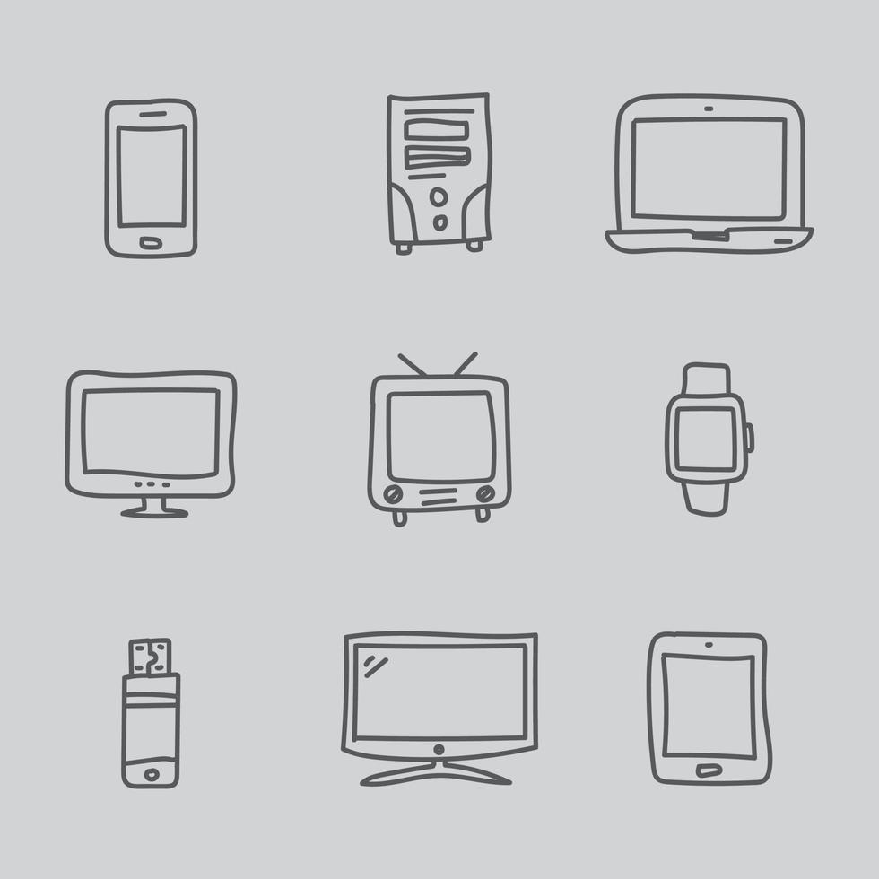Doodled Collection of Electronics vector