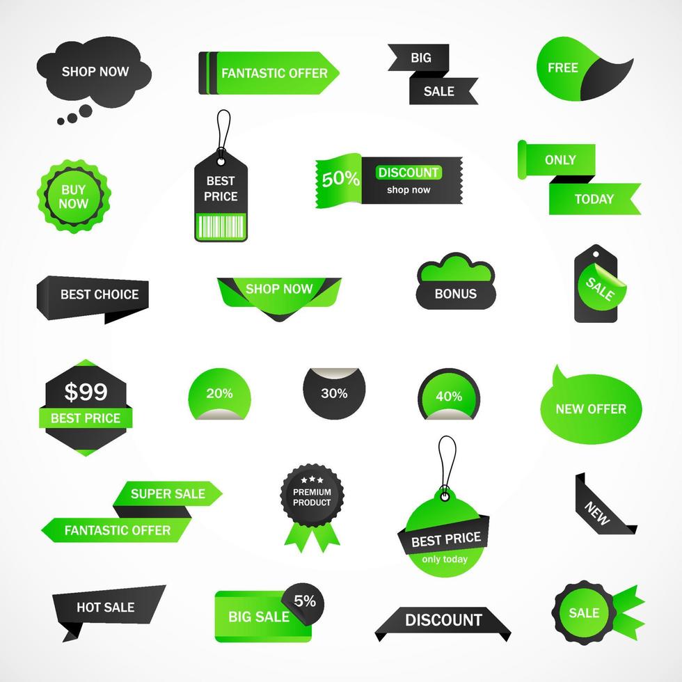 Vector stickers, price tag, banner, label. Coupon sale, offers and promotions vector   template. Shop price tag, retail, commerce, business. Set of speech bubbles