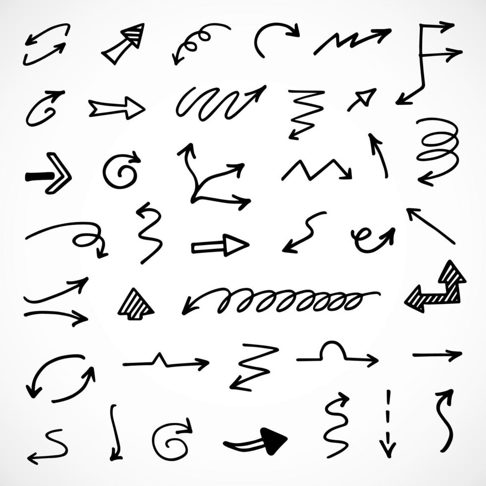 Vector set of hand drawn arrows, elements for presentation