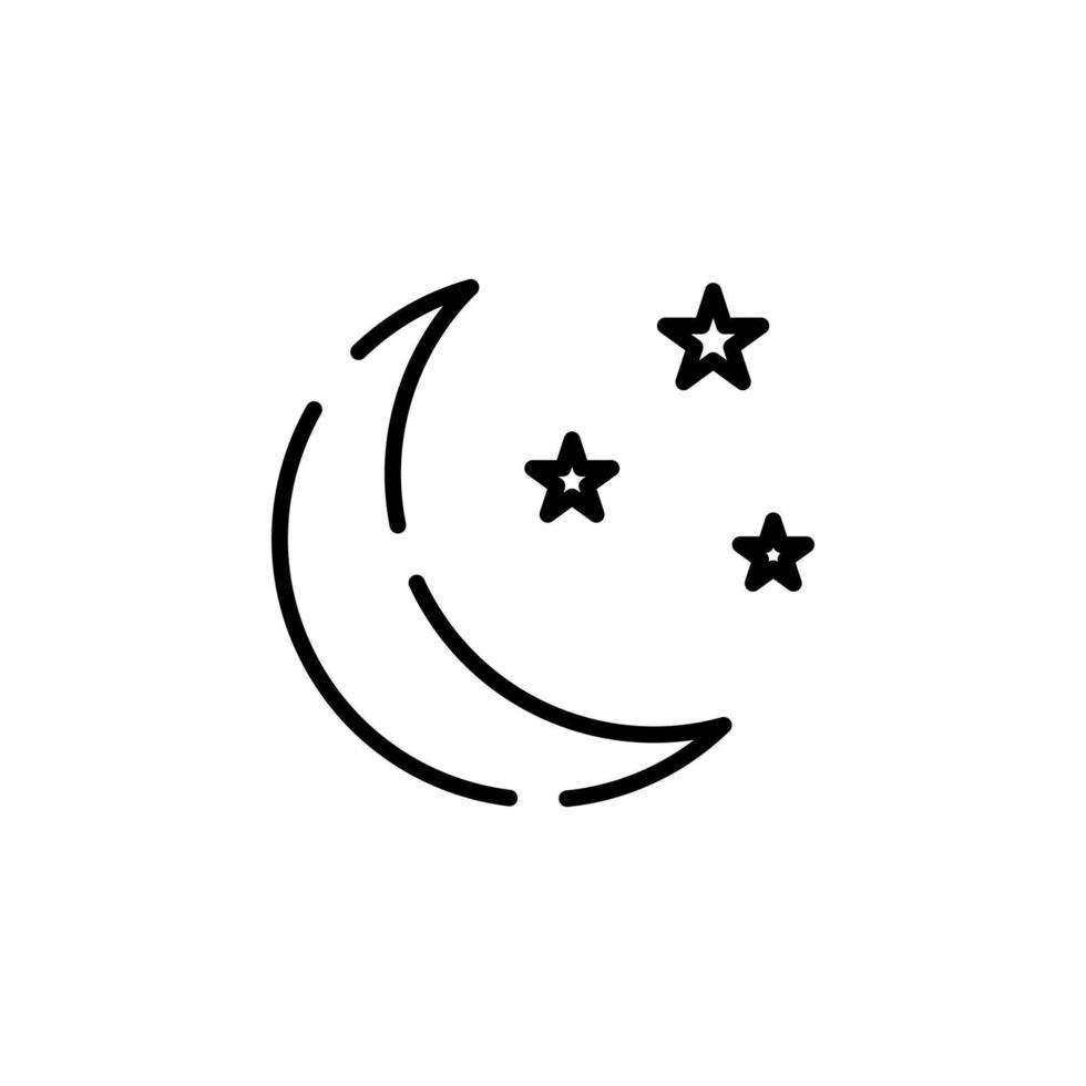 luna, noche, luz de luna, plantilla de logotipo de ilustración vectorial de icono de línea punteada de medianoche. adecuado para muchos propósitos. vector