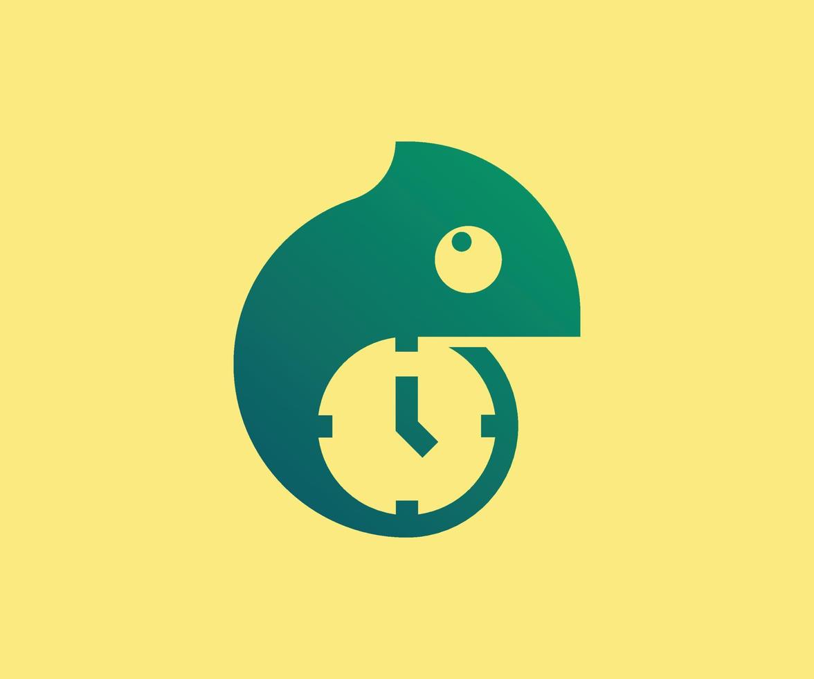 logotipo de reloj camaleón vector