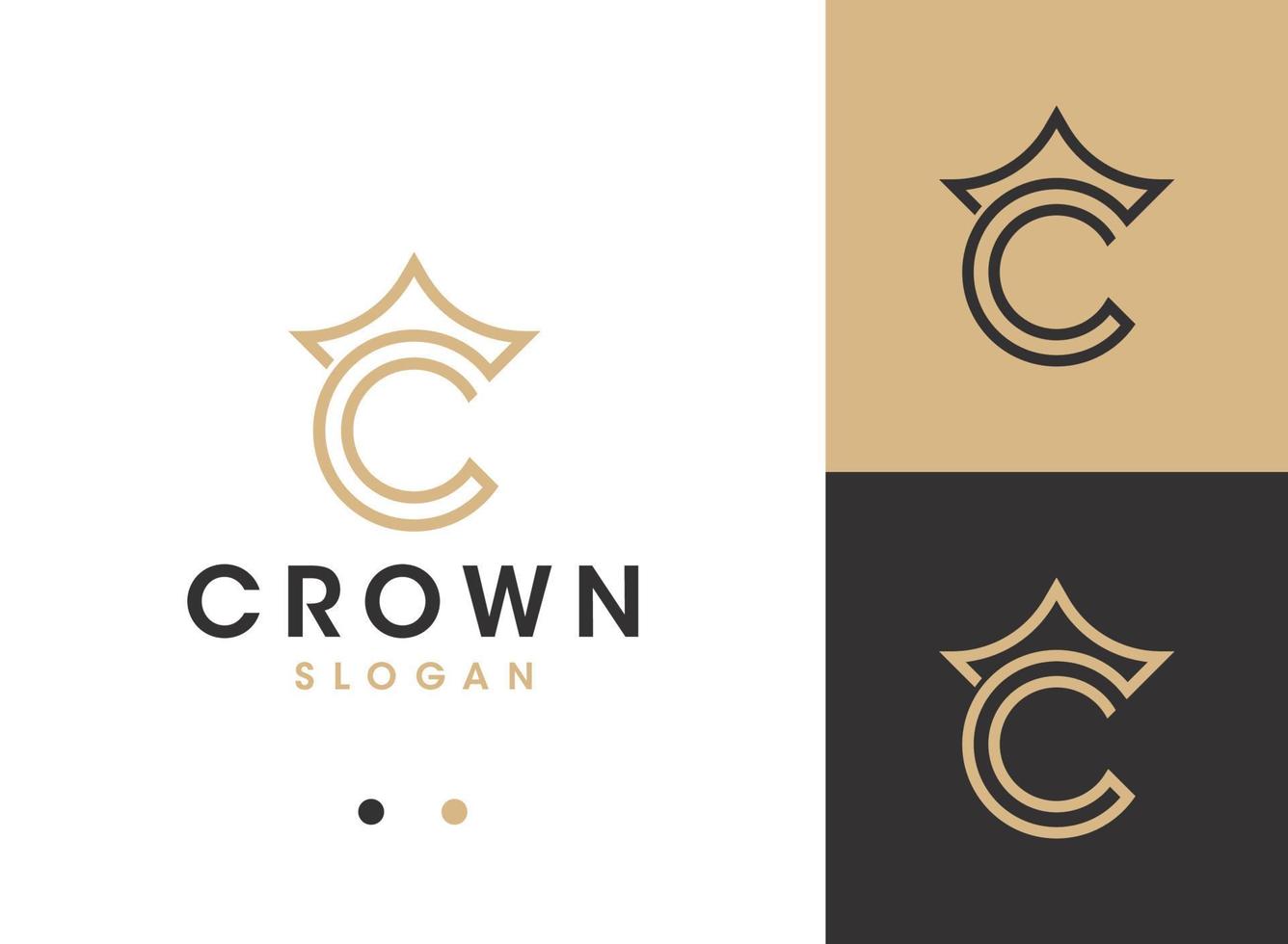 logotipo de la corona de la letra c vector