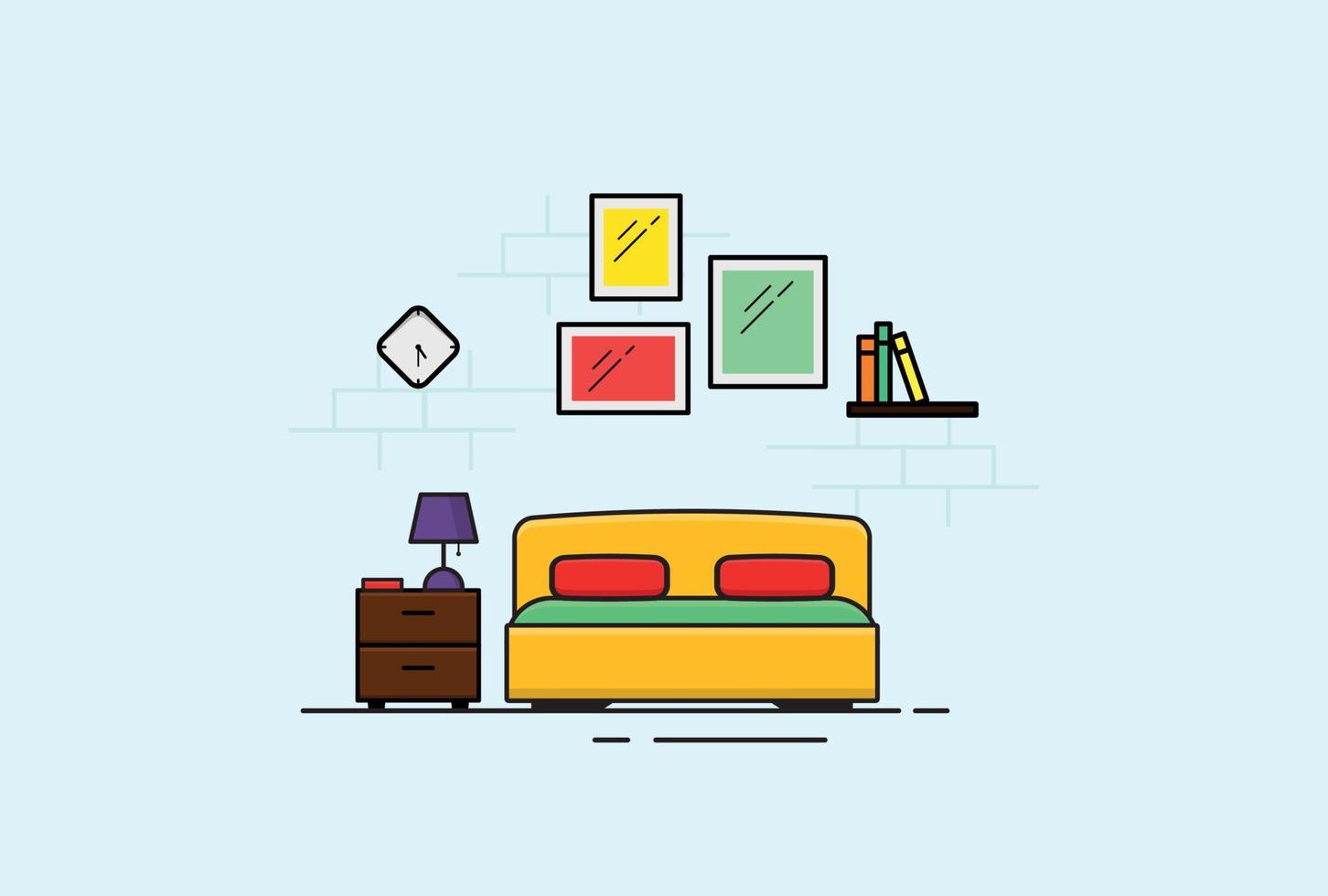 Colorful Bedroom Illustration vector