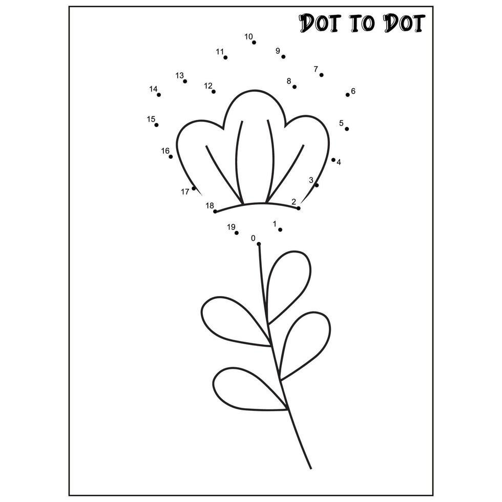 Flower connect the dots Dot to Dot activities vector