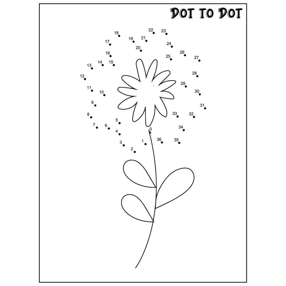 Flower connect the dots Dot to Dot activities vector