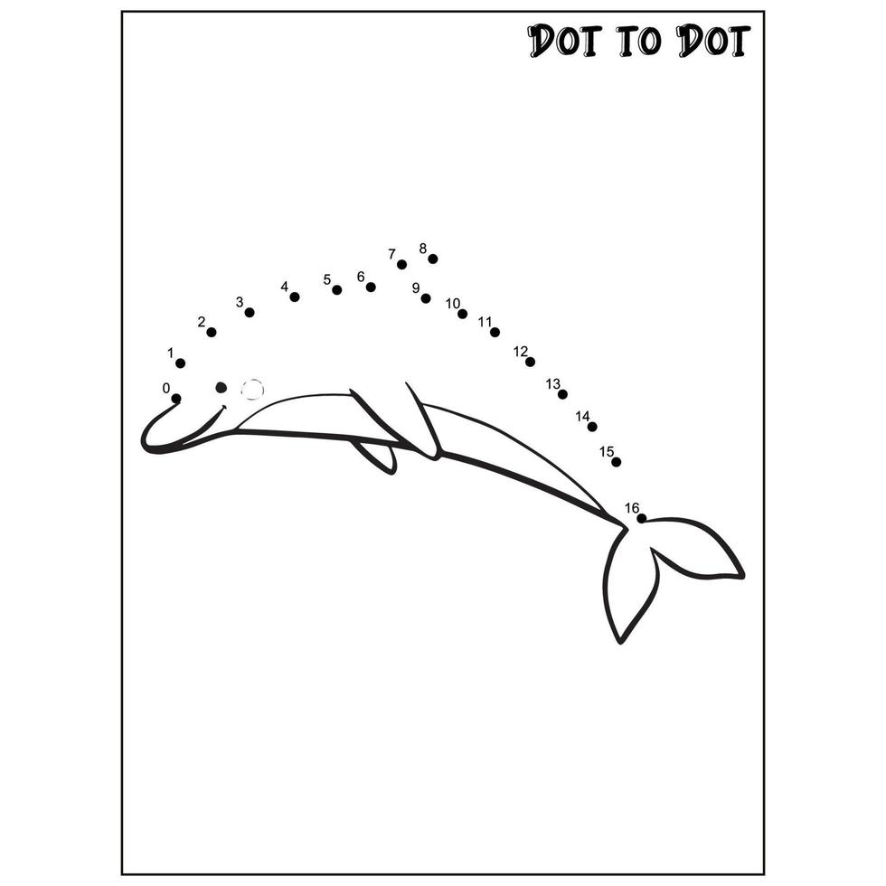 Dolphin connect the dots Dot to Dot activities vector