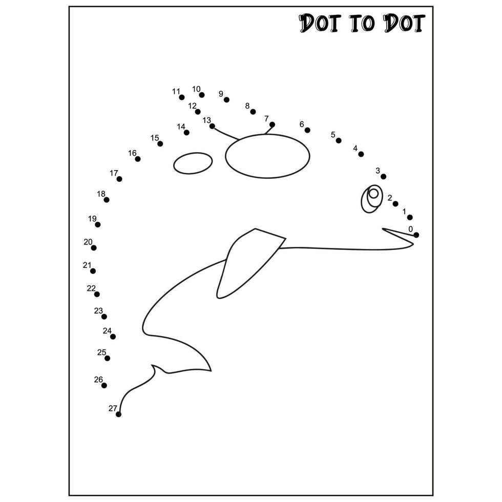 Dolphin connect the dots Dot to Dot activities vector