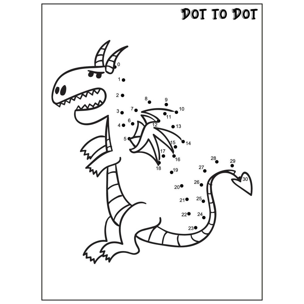 Dragon connect the dots Dot to Dot activities vector