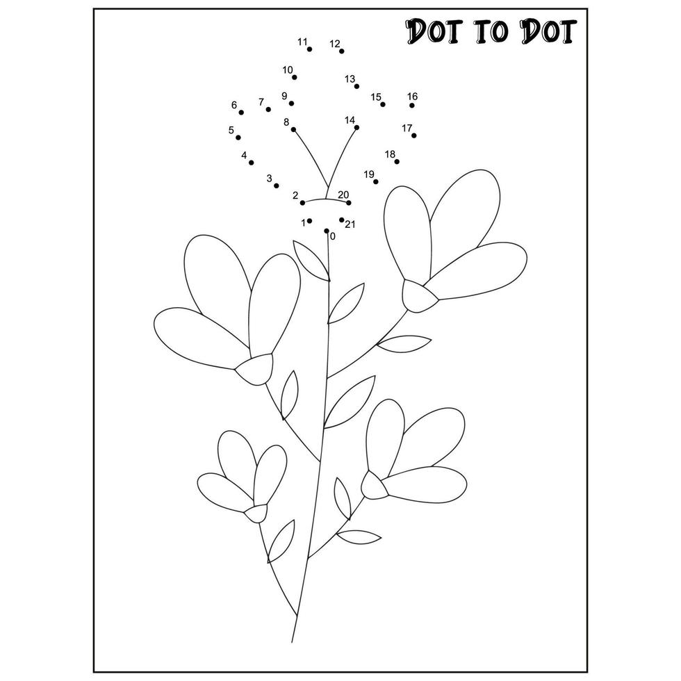 Flower connect the dots Dot to Dot activities vector