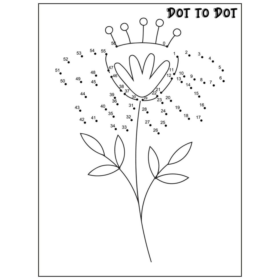 Flower connect the dots Dot to Dot activities vector