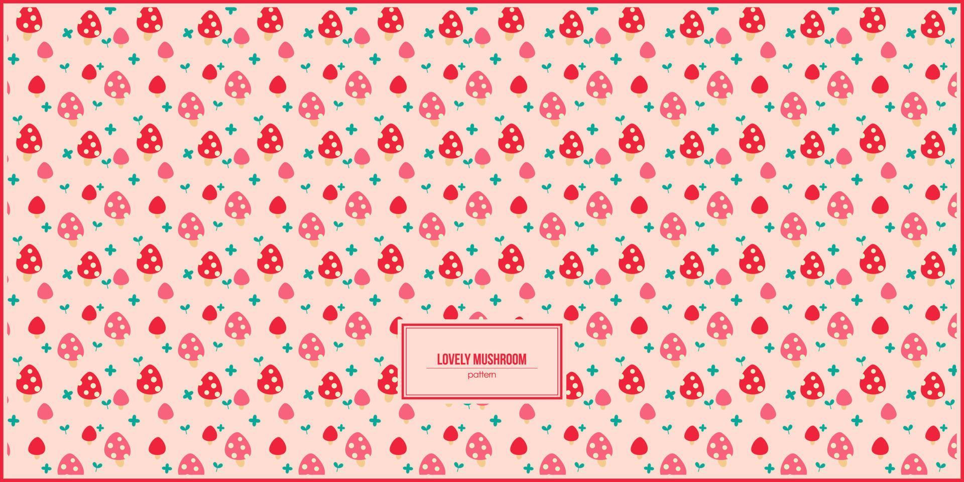 lovely red mushrooms pattern with light pink background vector