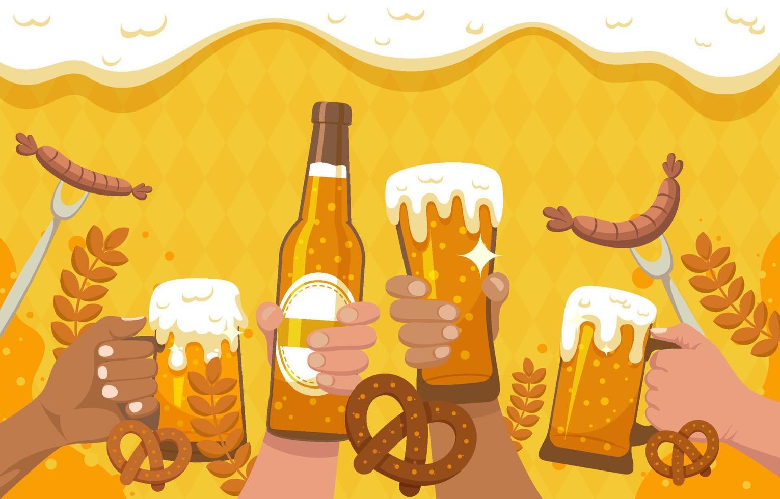 Hands Holding Beer on Oktoberfest vector