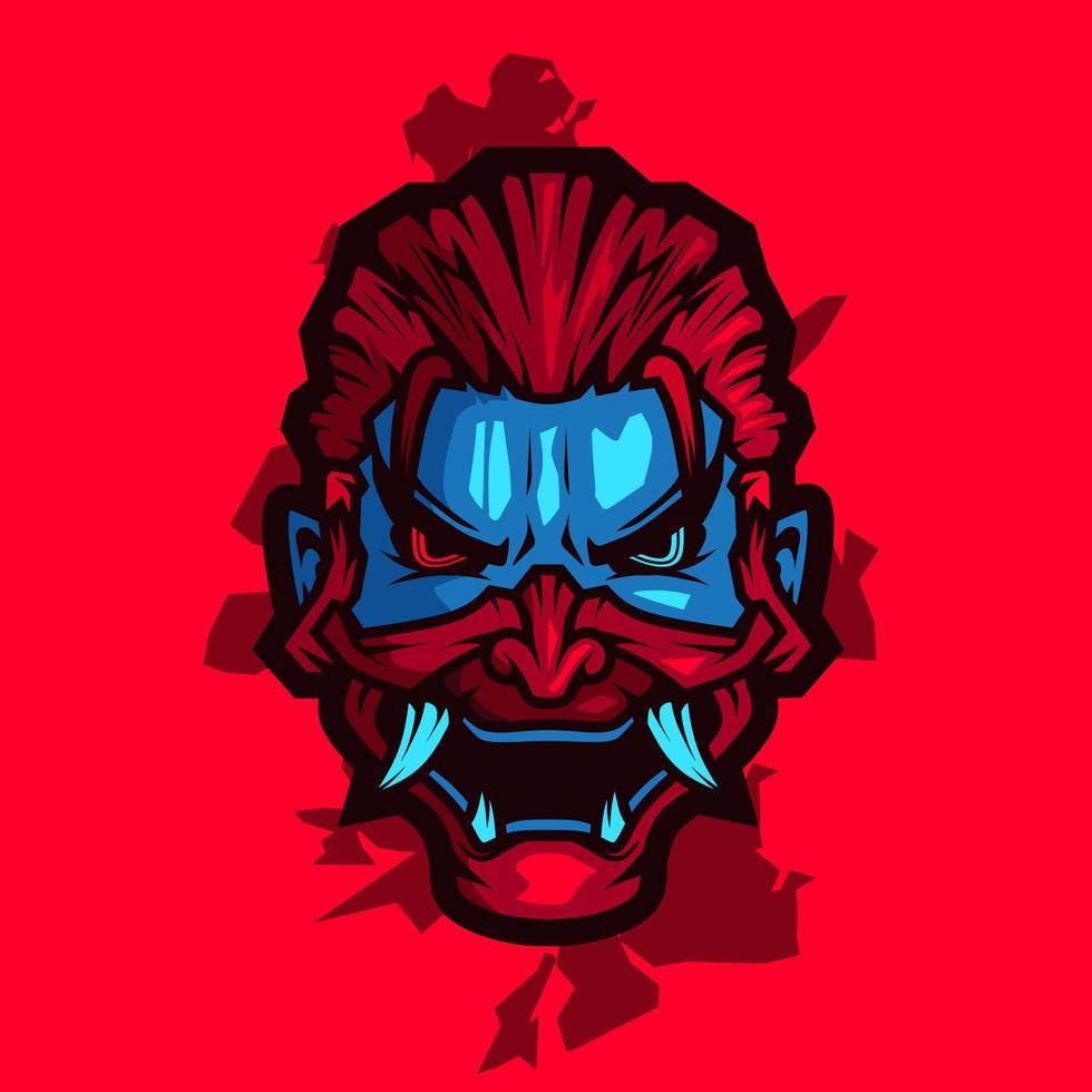 Samurai head cyberpunk logo vector fiction colorful design illustration.