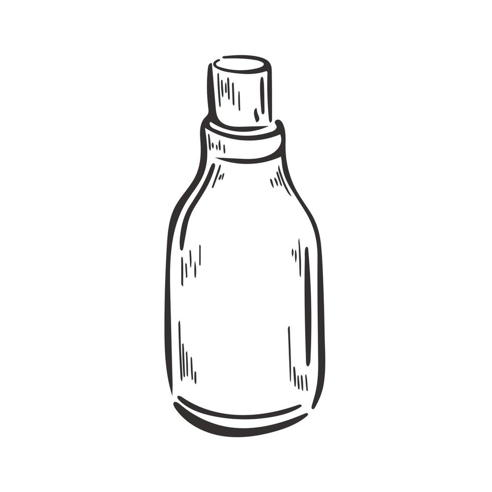 Old glass sealed bottle with oil or perfume vector