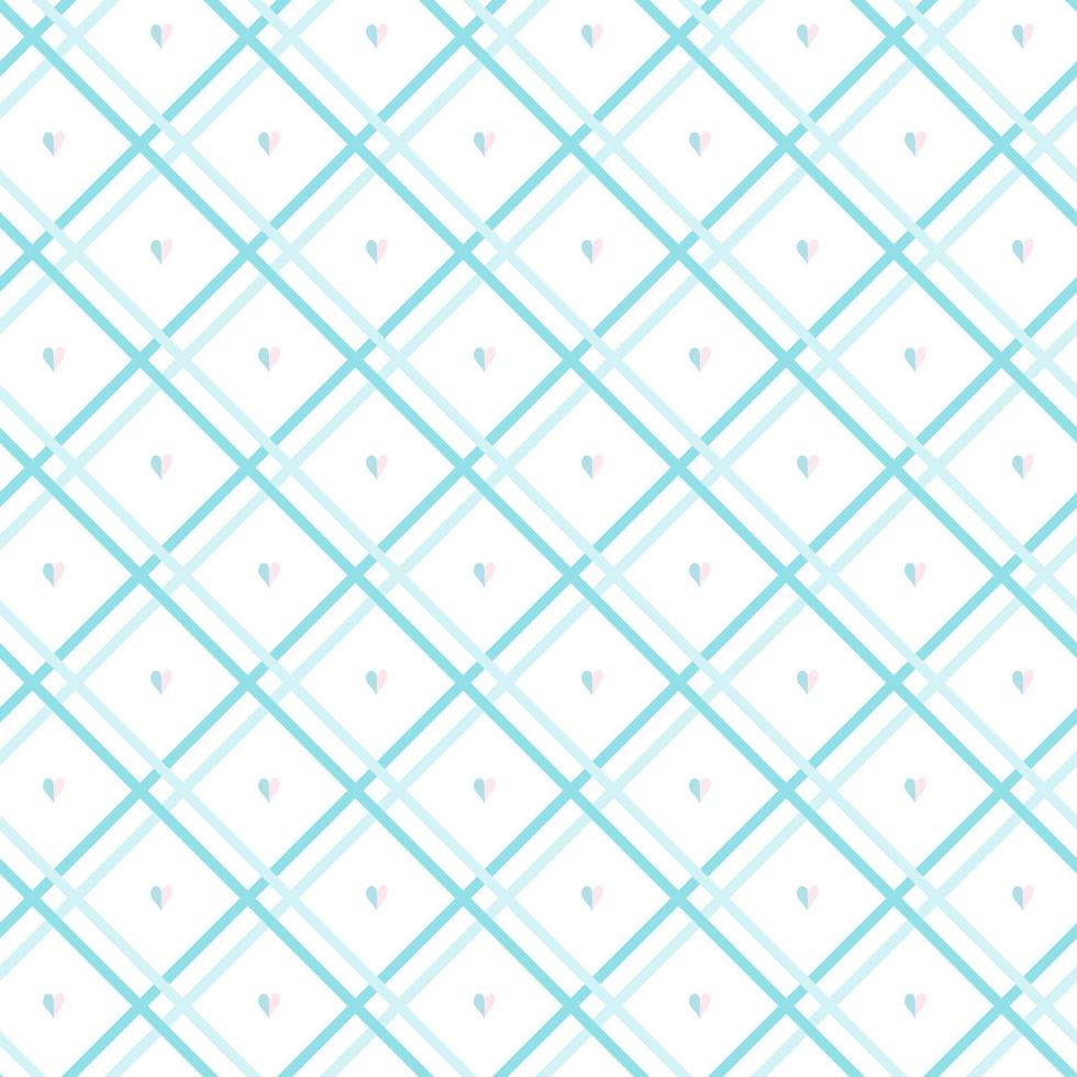 Cute seamless hand-drawn patterns. Stylish modern vector patterns with intersecting lines and blue hearts. Funny Infantile Repetitive Print