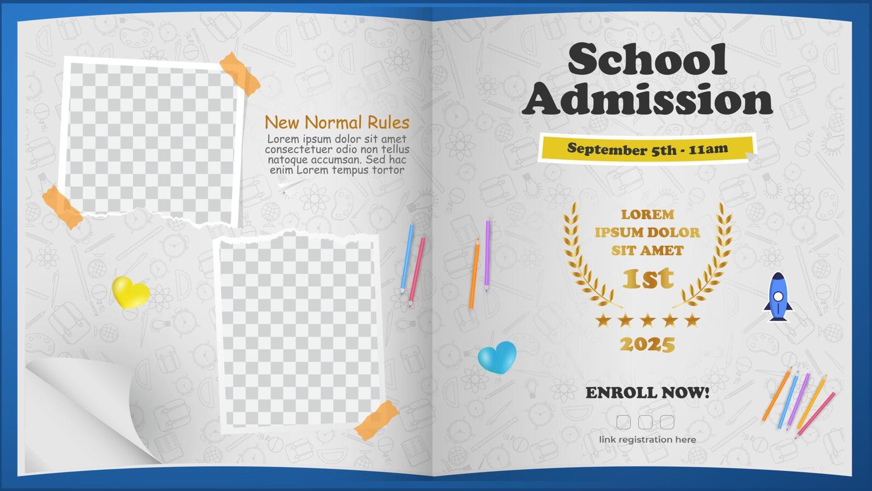 School Admission banner template design vector