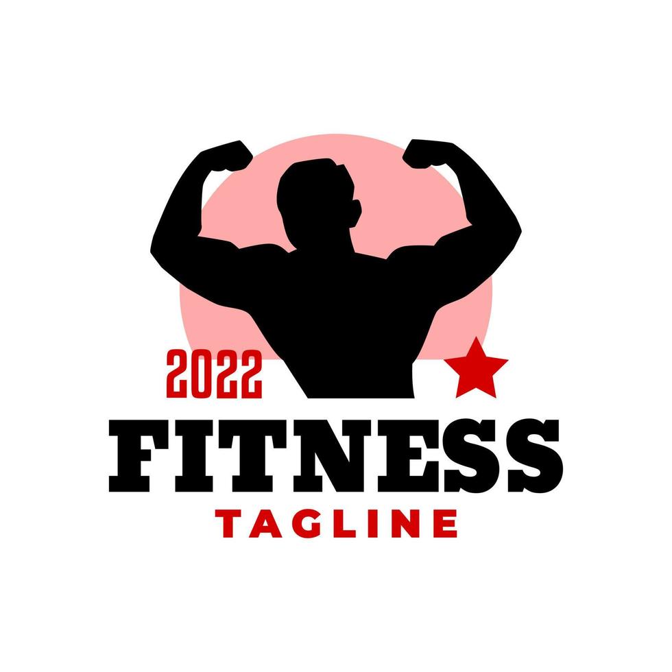 silhouette of bodybuilder for gym studio logo. fitness logo vector template.