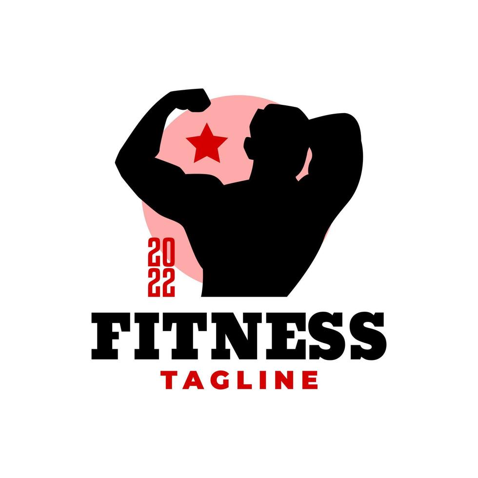 silhouette of bodybuilder for gym studio logo. fitness logo vector template.