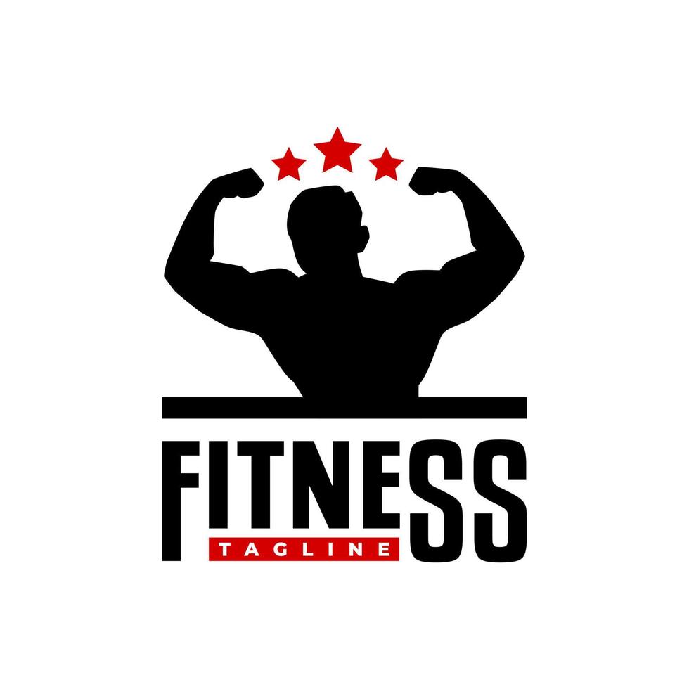 silhouette of bodybuilder for gym studio logo. fitness logo vector template.