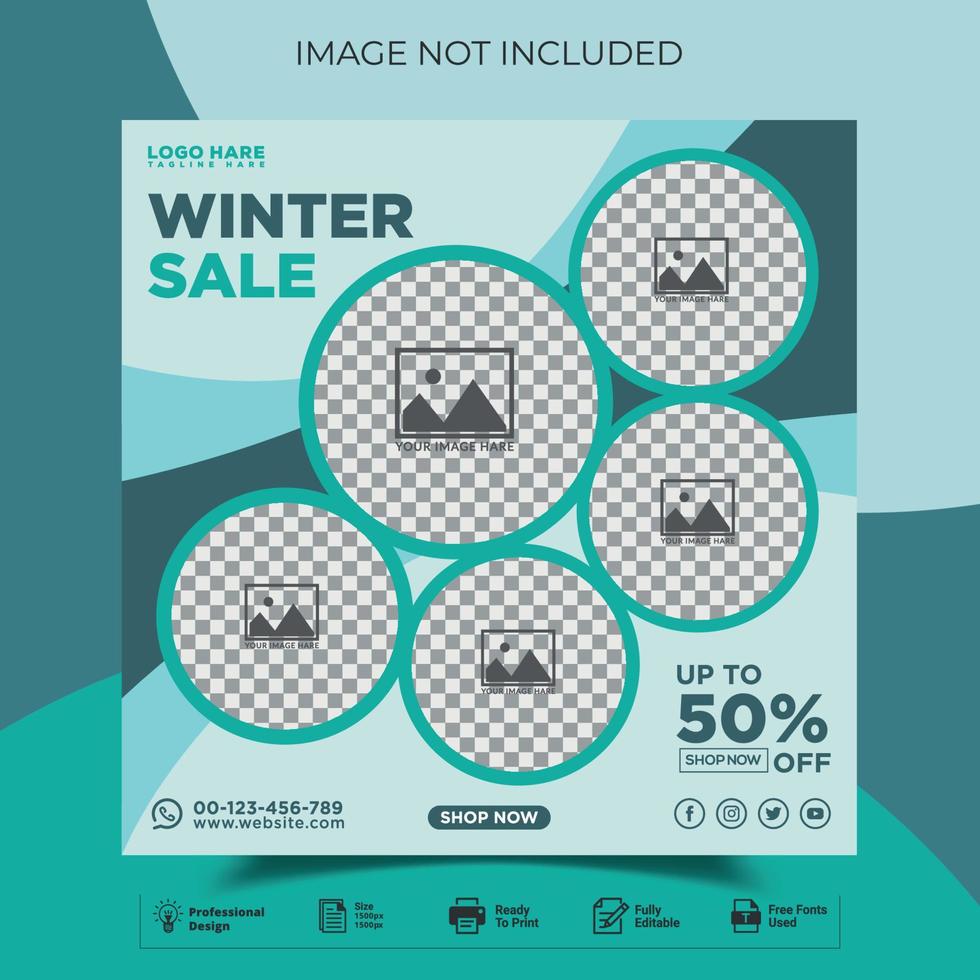 Winter sale social media post banner template vector