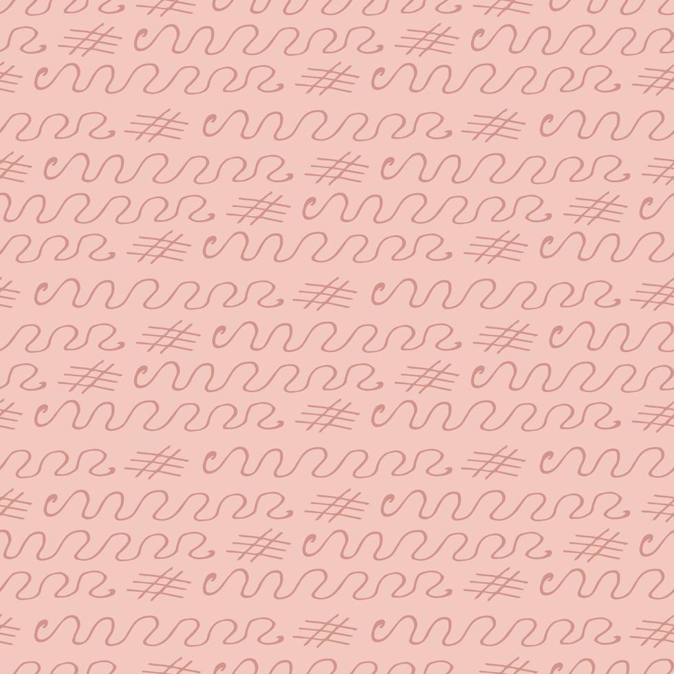 Seamless pattern with pink decorative elements on light pink background. Vector image.