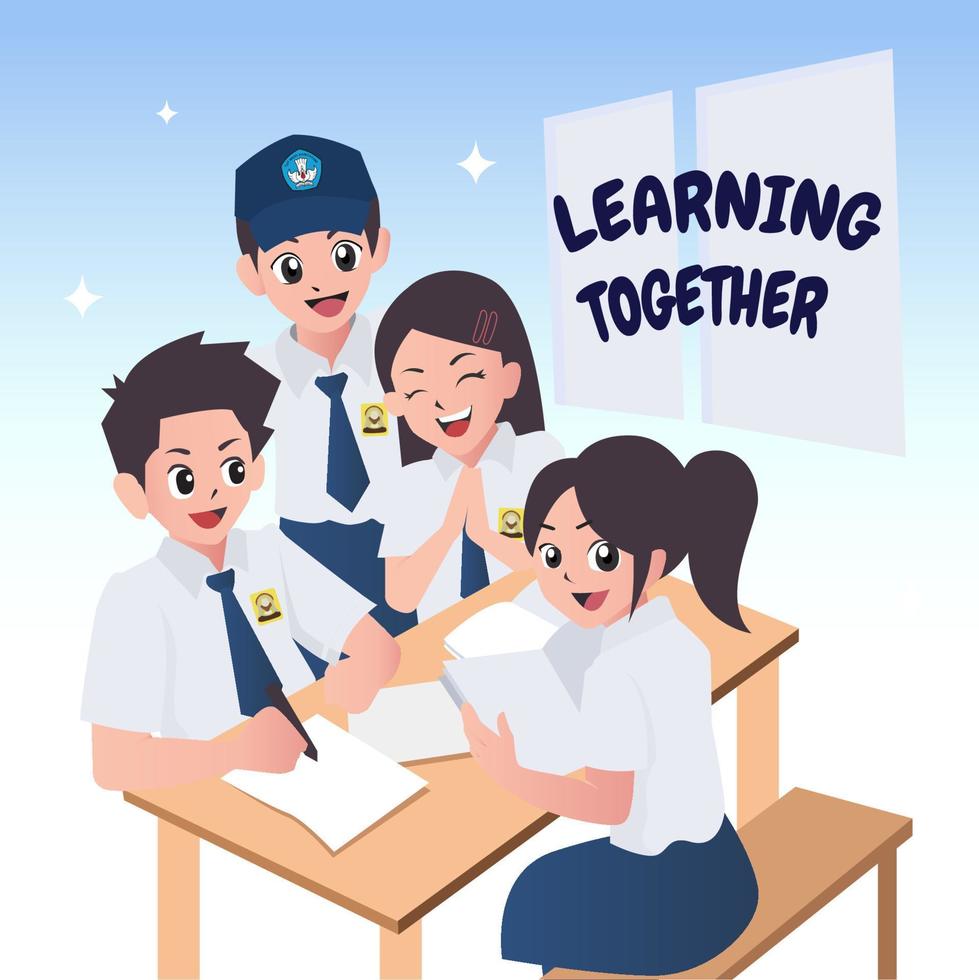 Students Learning at Classroom vector