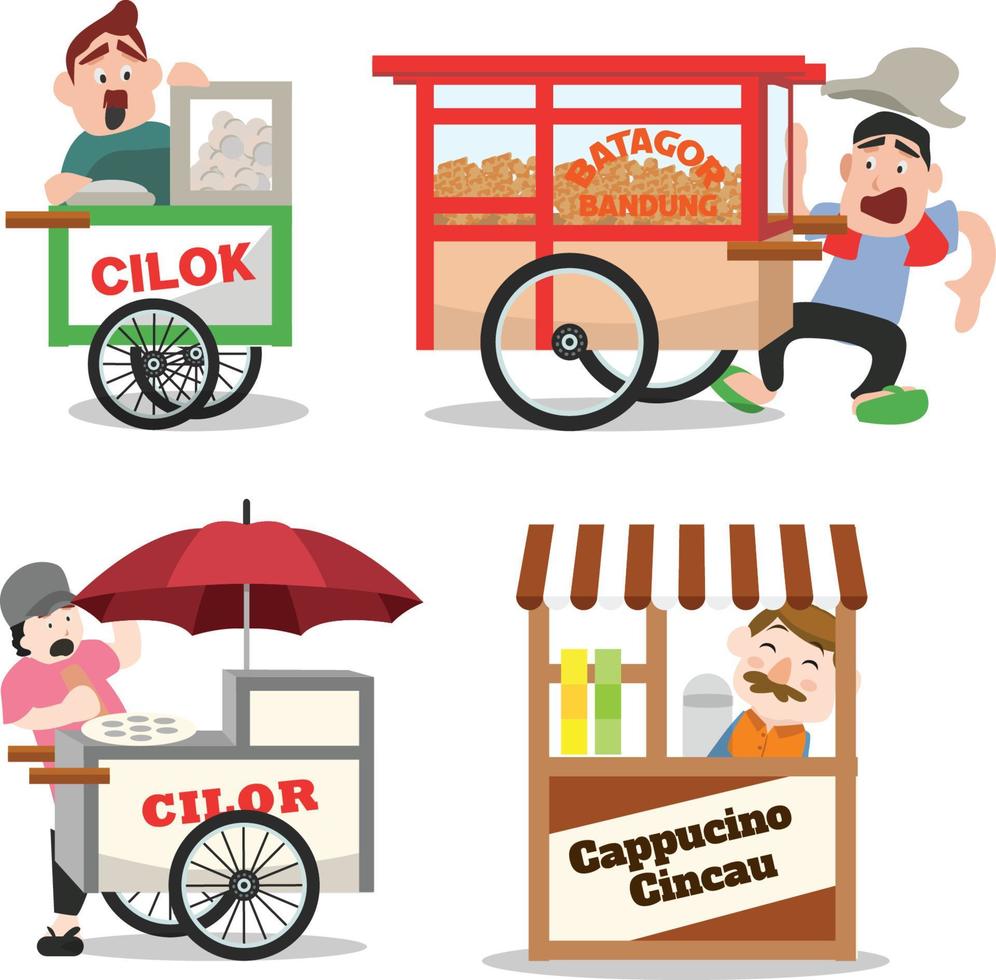 vendedor de comida escolar indonesia vector