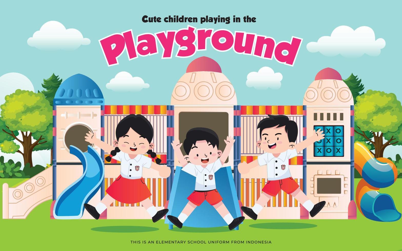 cute children playing in the playground vector