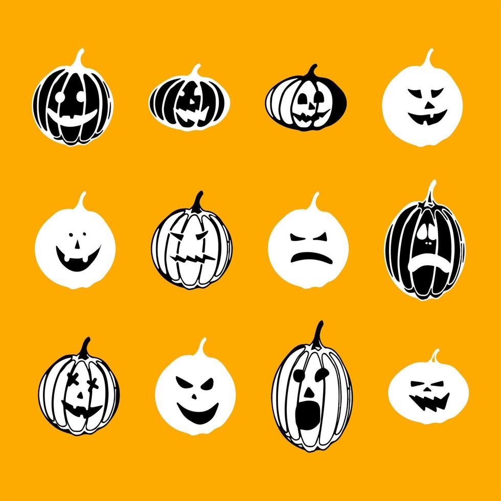 Set of Halloween pumpkins illustration vector