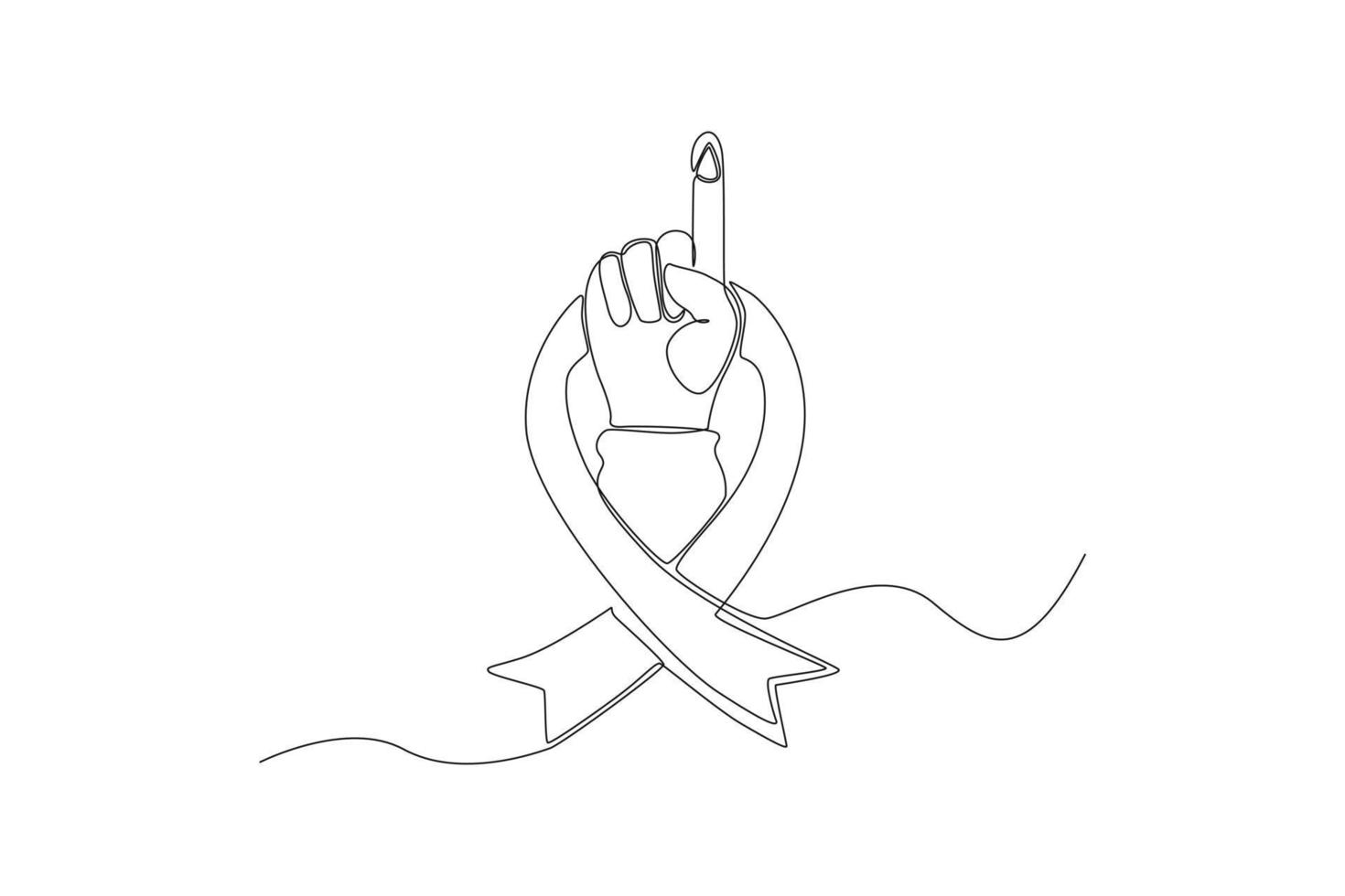 Continuous one line drawing finger bleeding with blood drops for checking diabetes. World diabetes day concept. Single line draw design vector graphic illustration.