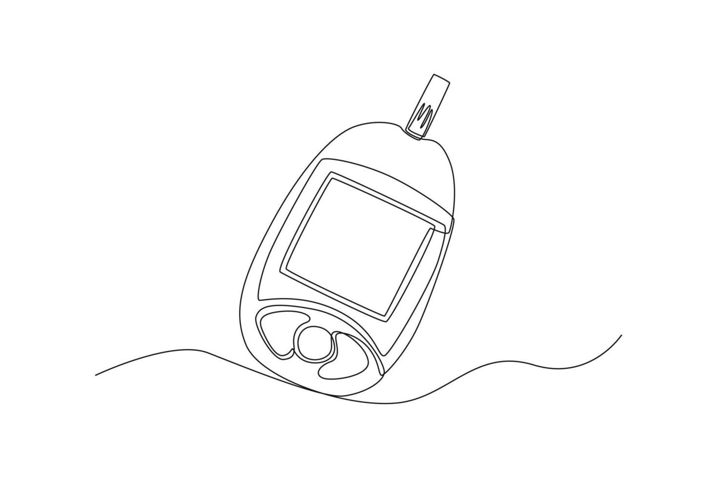 Continuous one line drawing Portable glucometer. Blood glucose test. World diabetes day concept. Single line draw design vector graphic illustration.