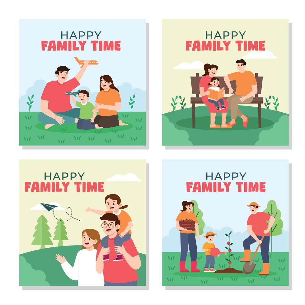 Family Time Social Media Template vector