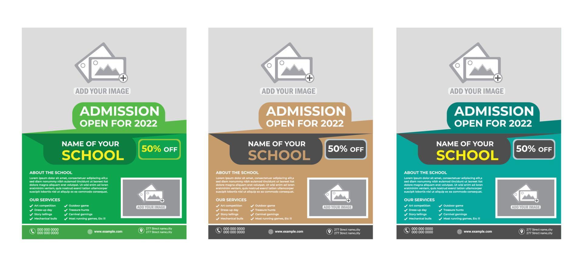 School Admission Template Design vector