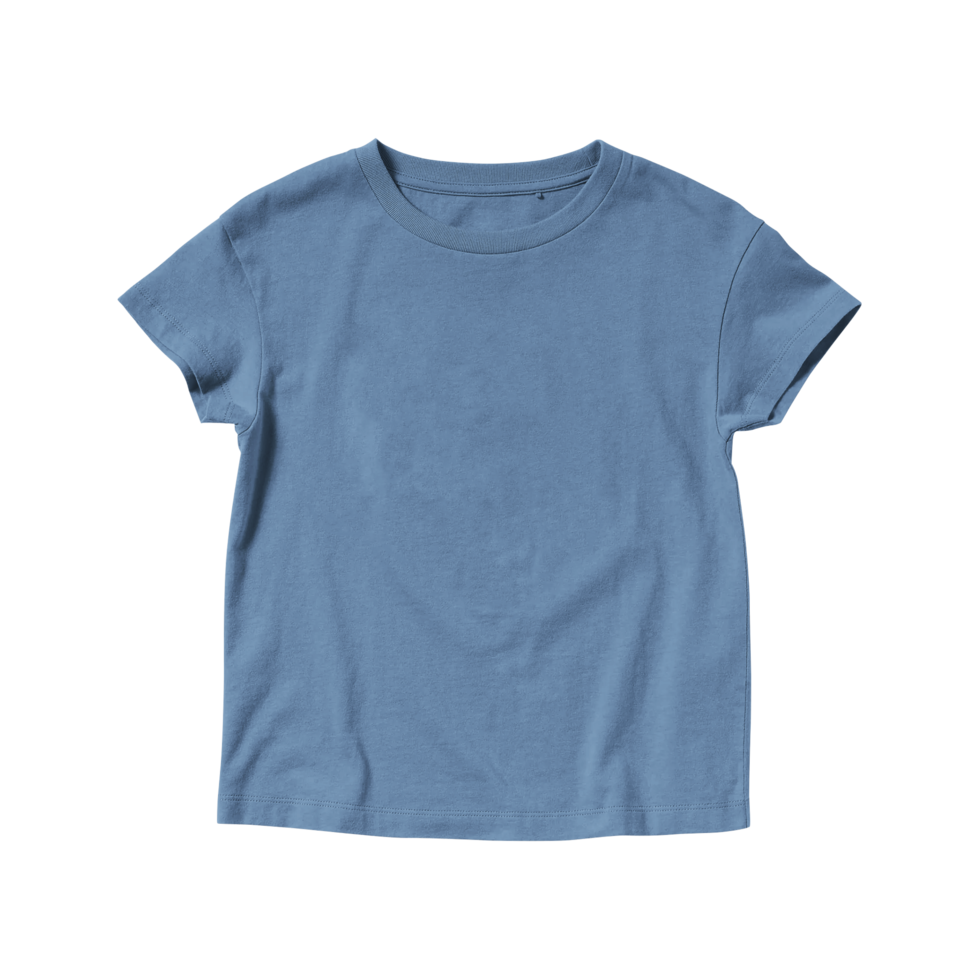 t-shirt bleu acier vierge col rond manches courtes pour enfants png