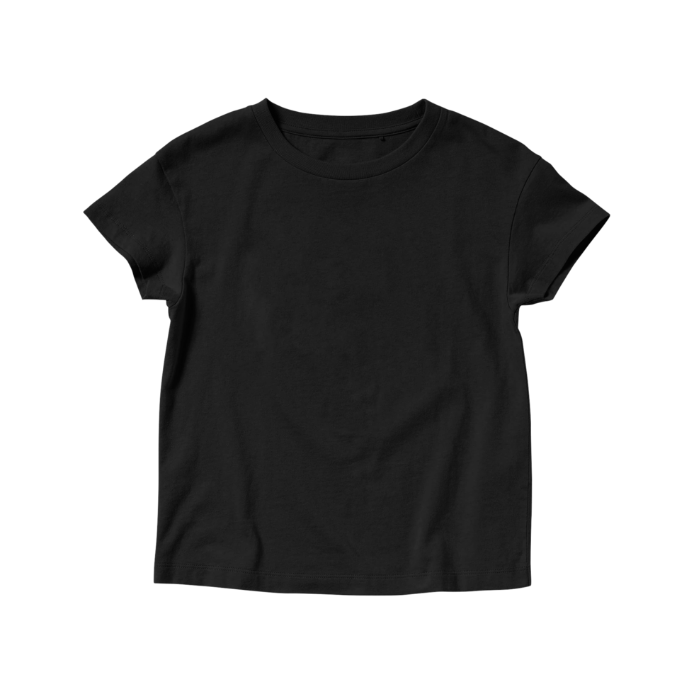 Blank T-shirt Black Crew Neck Short Sleeve for Kids png