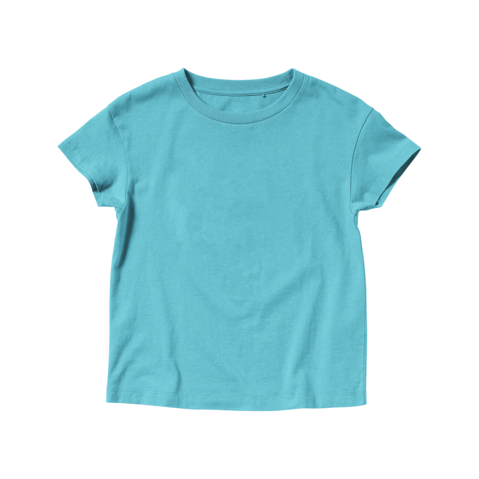 t-shirt blanc turquoise col rond manches courtes pour enfants png