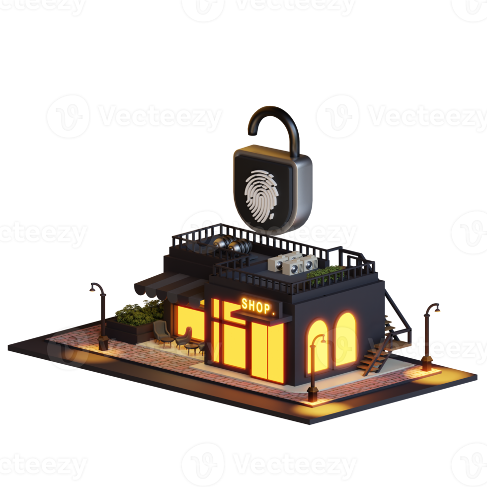 3d smart shop building unlock png
