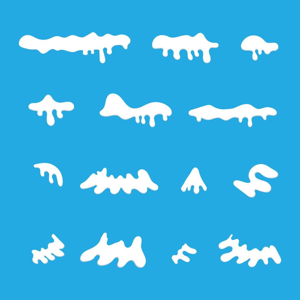 Snow cap vector collection. Winter decoration element. Snowy elements on winter background.