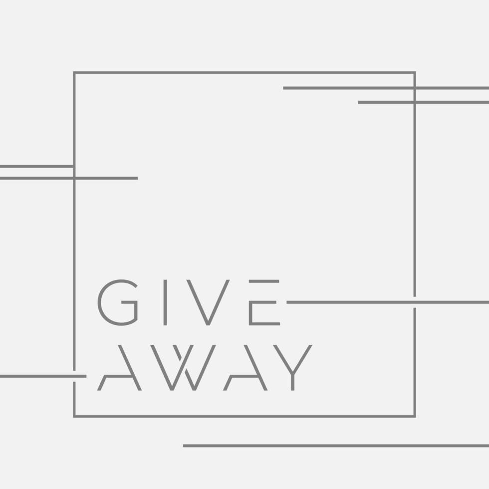 Giveaway banner for contests in social media. Vector illustration with graphic lines on isolated background. Typography in minimalism style. Vector editable template.