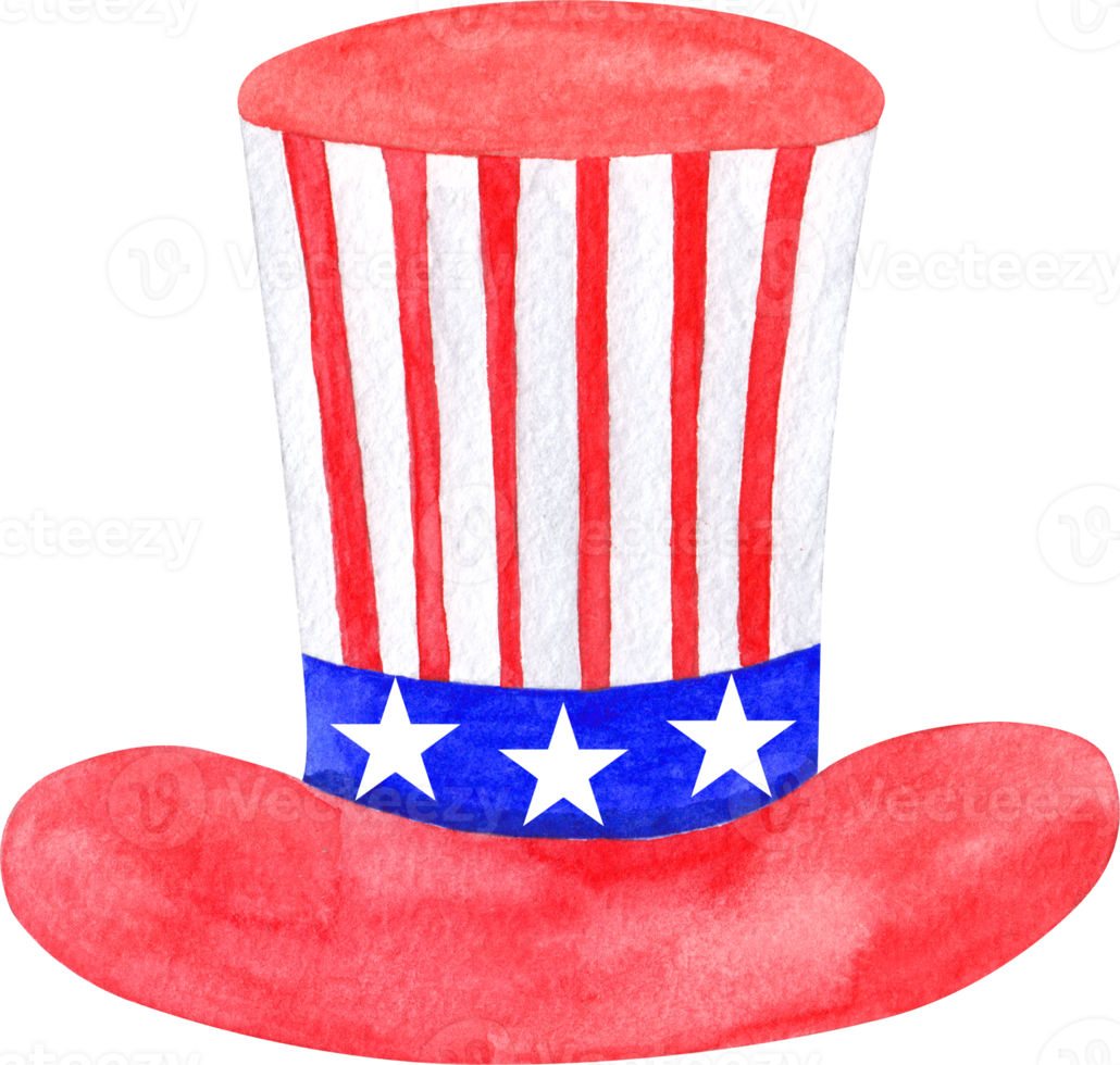 Watercolor american hat. Transparent png clipart