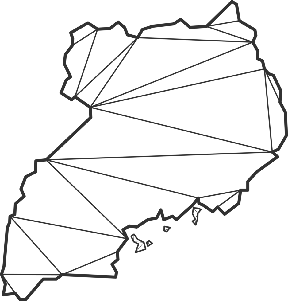 Mosaic triangles map style of Uganda. png