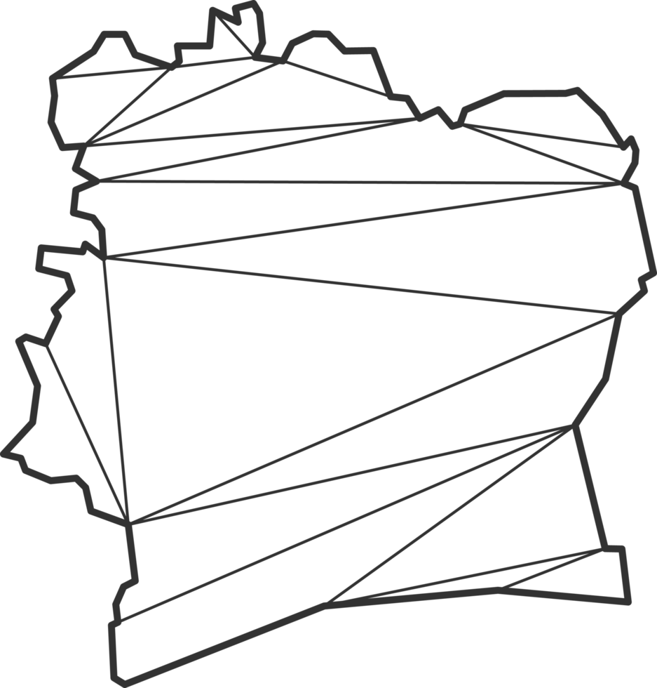 Mosaic triangles map style of Cote d'Ivoire. png