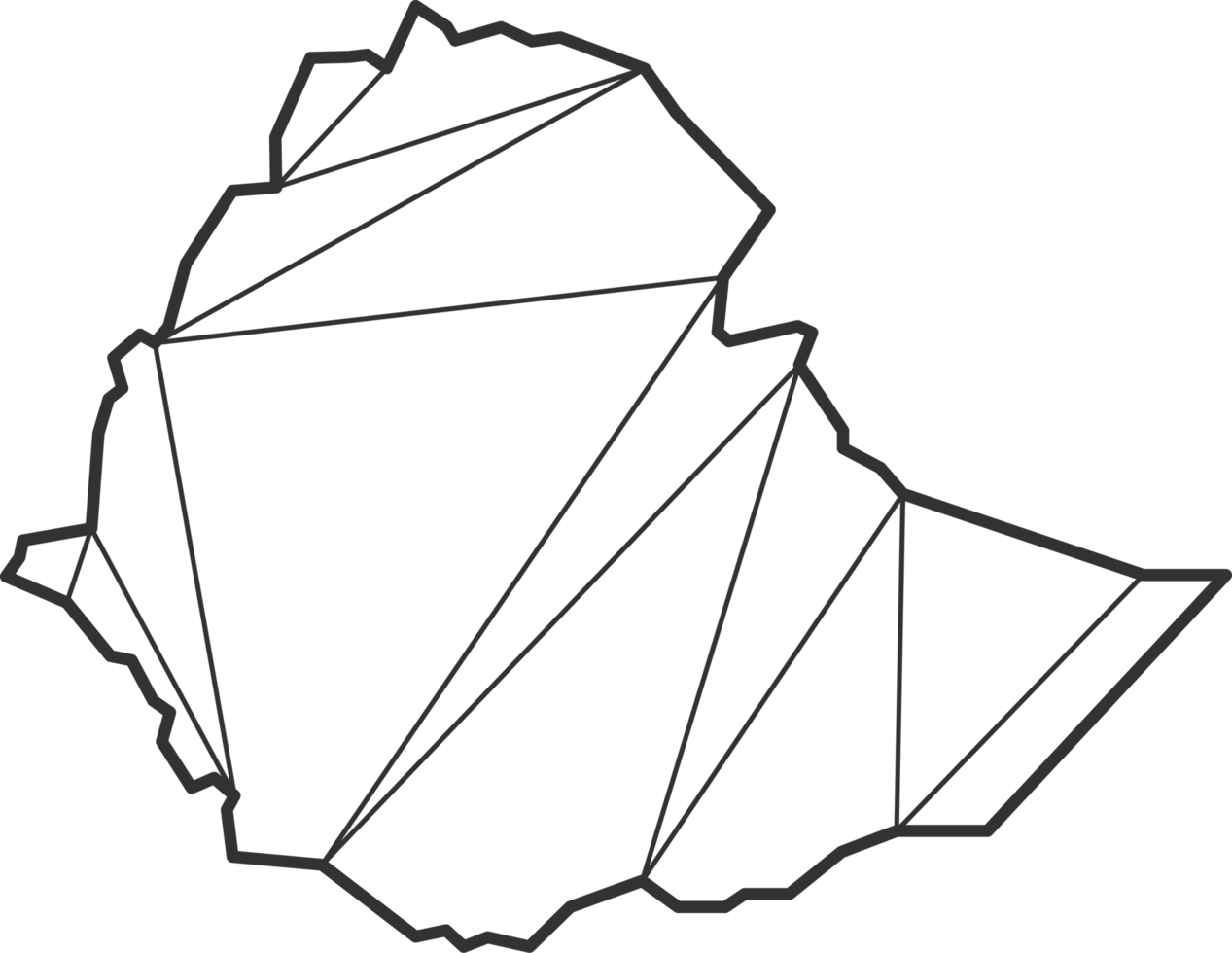 Mosaic triangles map style of Ethiopia. png