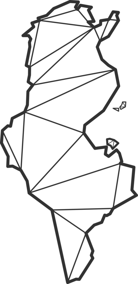 Mosaic triangles map style of Tunisia. png