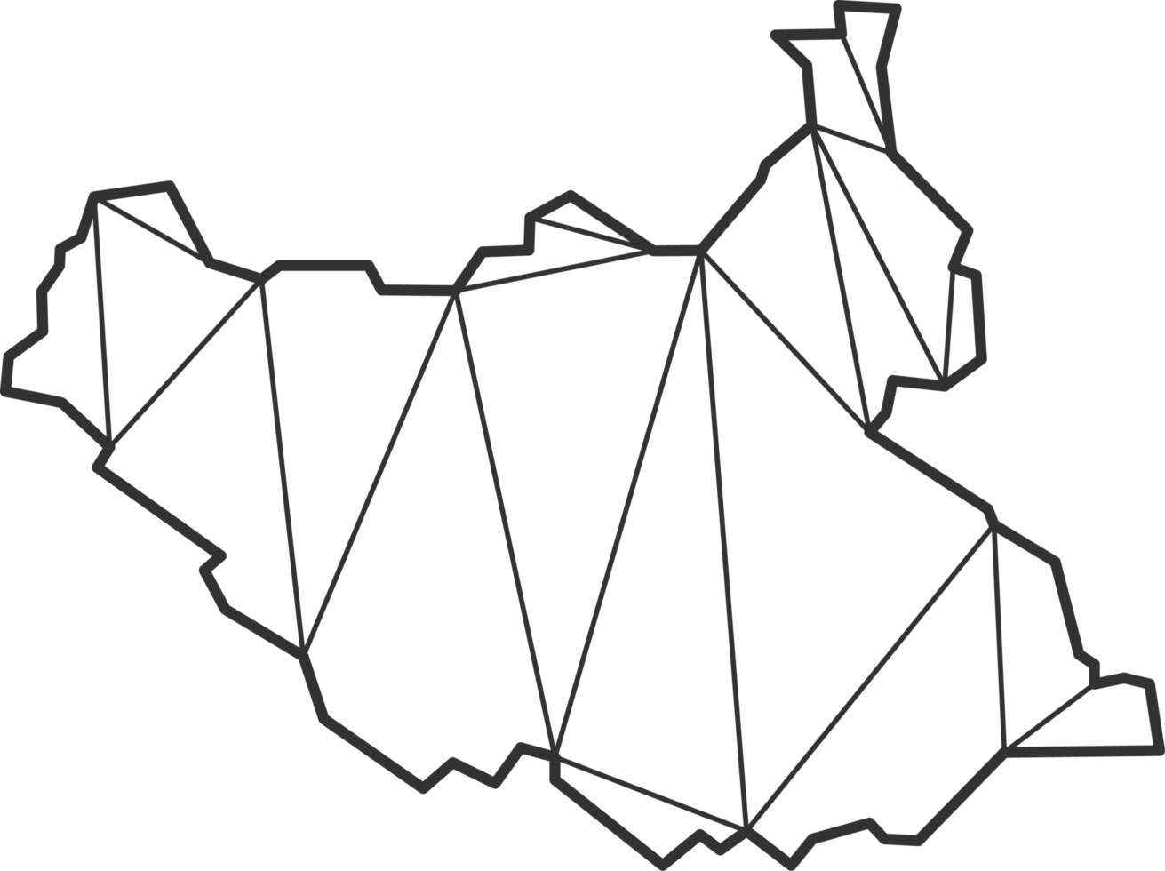 Mosaic triangles map style of South Sudan. png