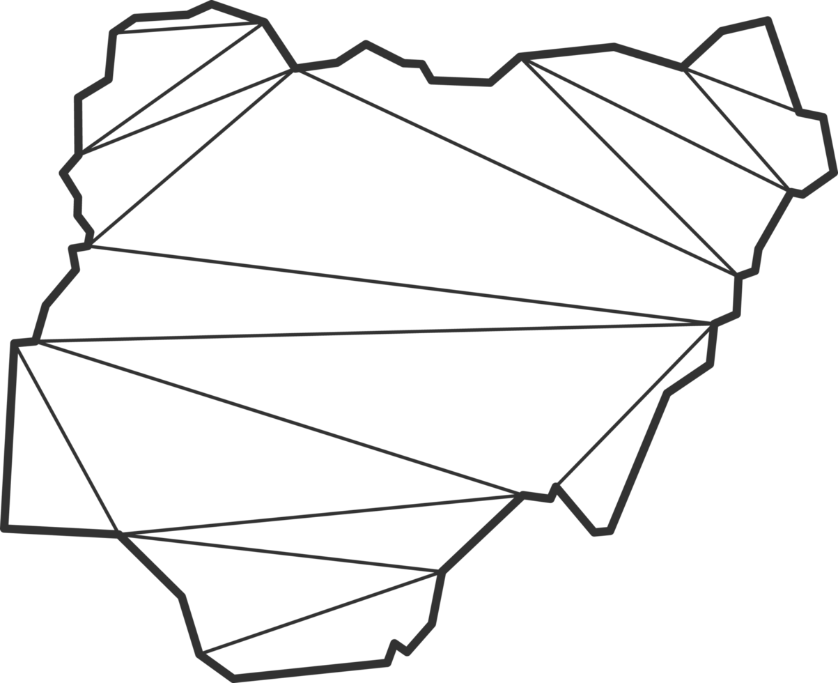 Mosaic triangles map style of Nigeria. png